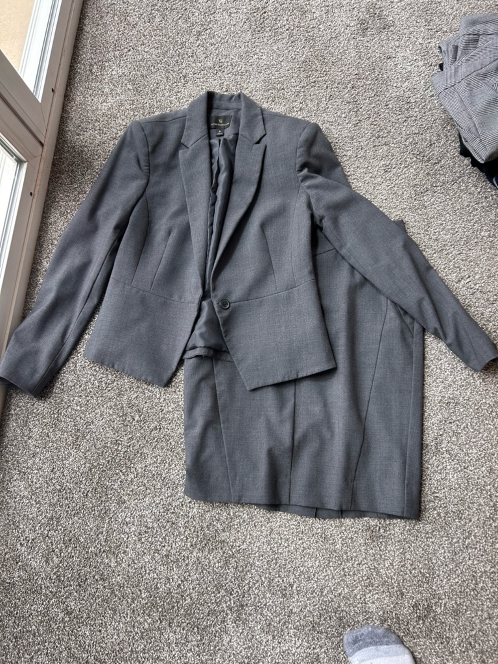 Worthington Women's Gray Two-Piece Blazer & Skirt Set